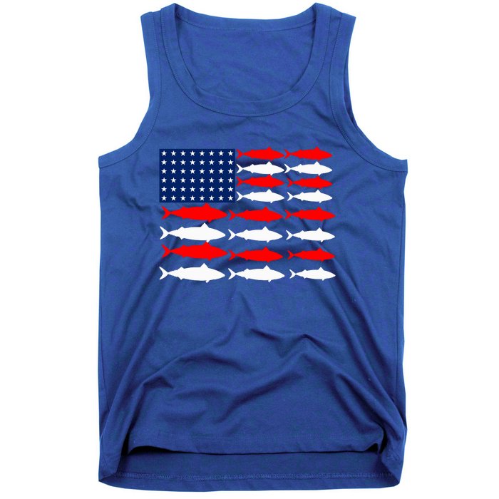 Vintage Usa Fish American Flag Fishing Patriotic Fisher Cool Gift Tank Top