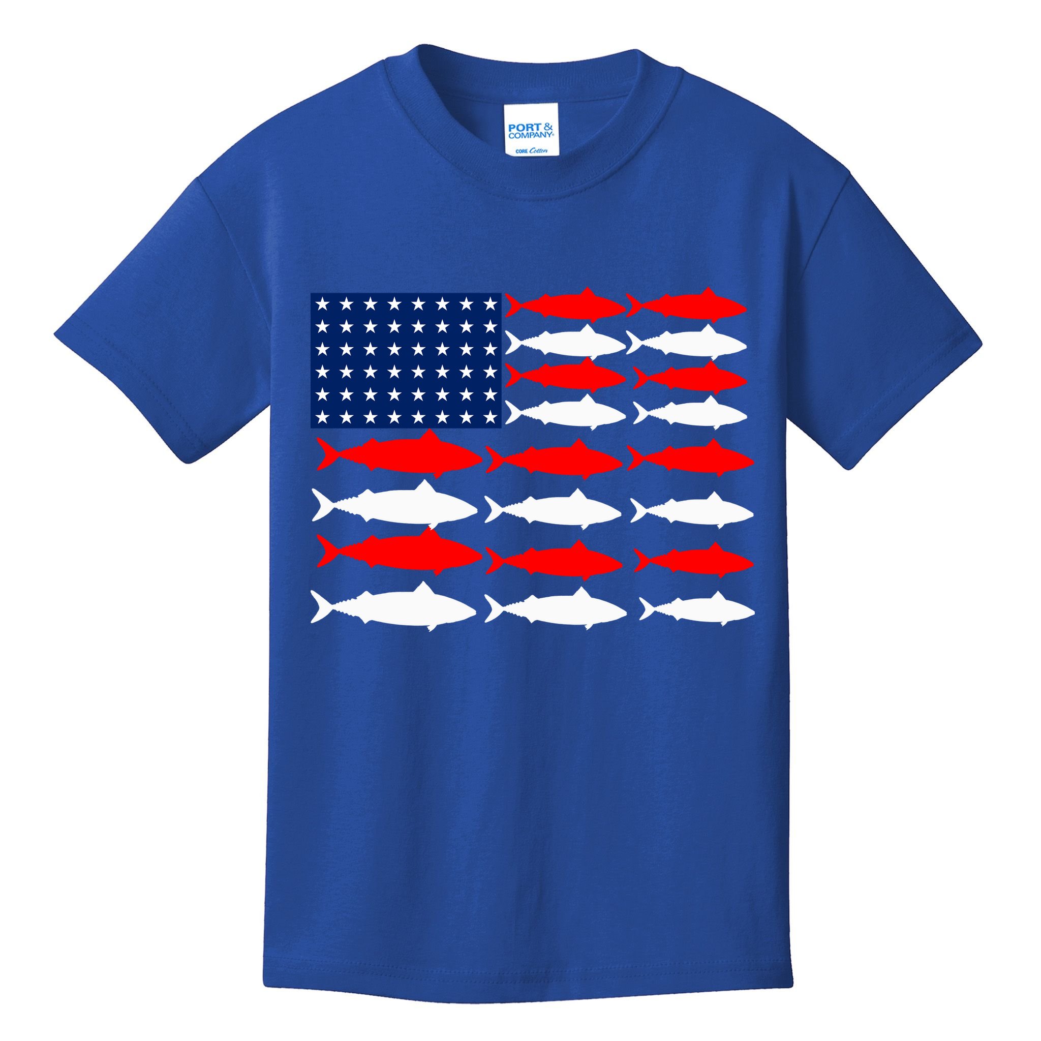 Vintage Usa Fish American Flag Fishing Patriotic Fisher Cool Gift Kids T-Shirt