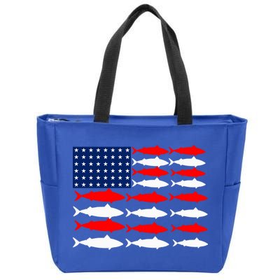 Vintage Usa Fish American Flag Fishing Patriotic Fisher Cool Gift Zip Tote Bag