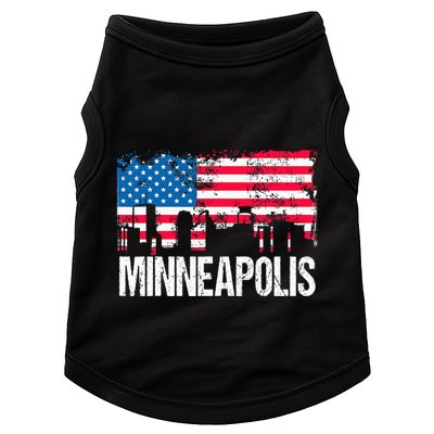 Vintage Us Flag American City Skyline Minneapolis Minnesota Doggie Tank