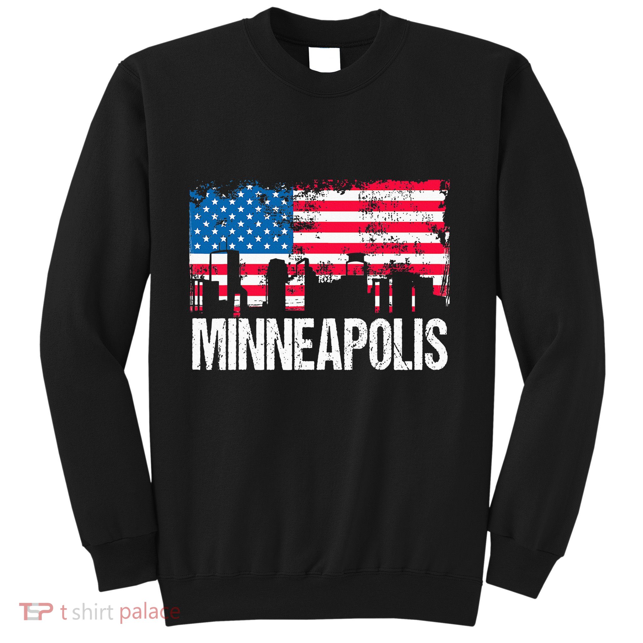 Vintage Us Flag American City Skyline Minneapolis Minnesota Sweatshirt