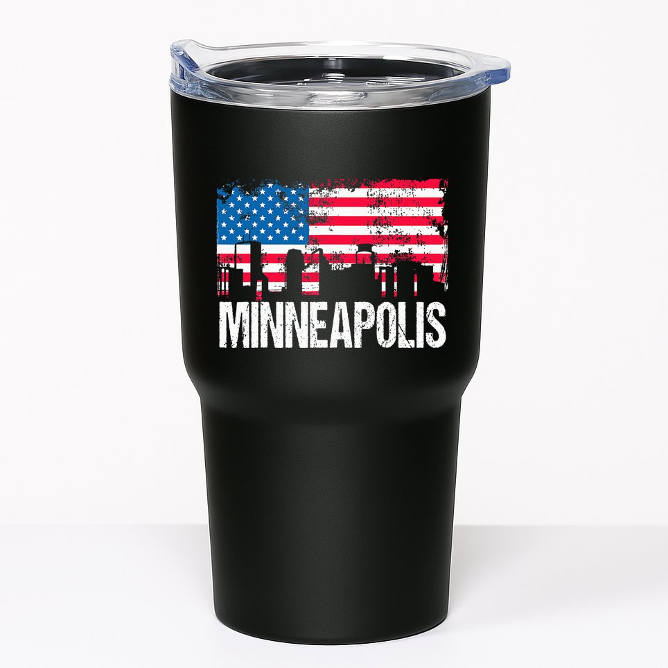Vintage Us Flag American City Skyline Minneapolis Minnesota Tumbler