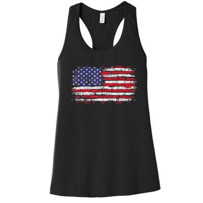 Vintage Usa Flag 4th Of July Independence Day Women's Racerback Tank