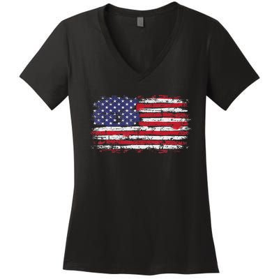 Vintage Usa Flag 4th Of July Independence Day Women's V-Neck T-Shirt