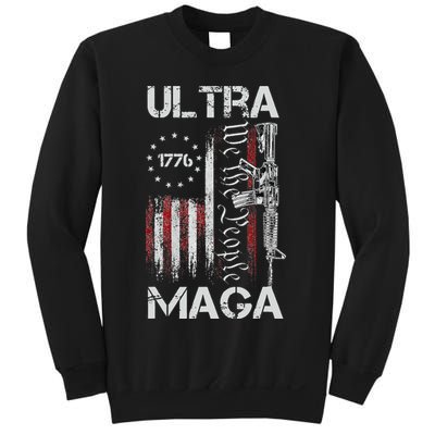 Vintage USA Flag Ultra Maga Gun USA 4th Of July Trump 2024 Sweatshirt