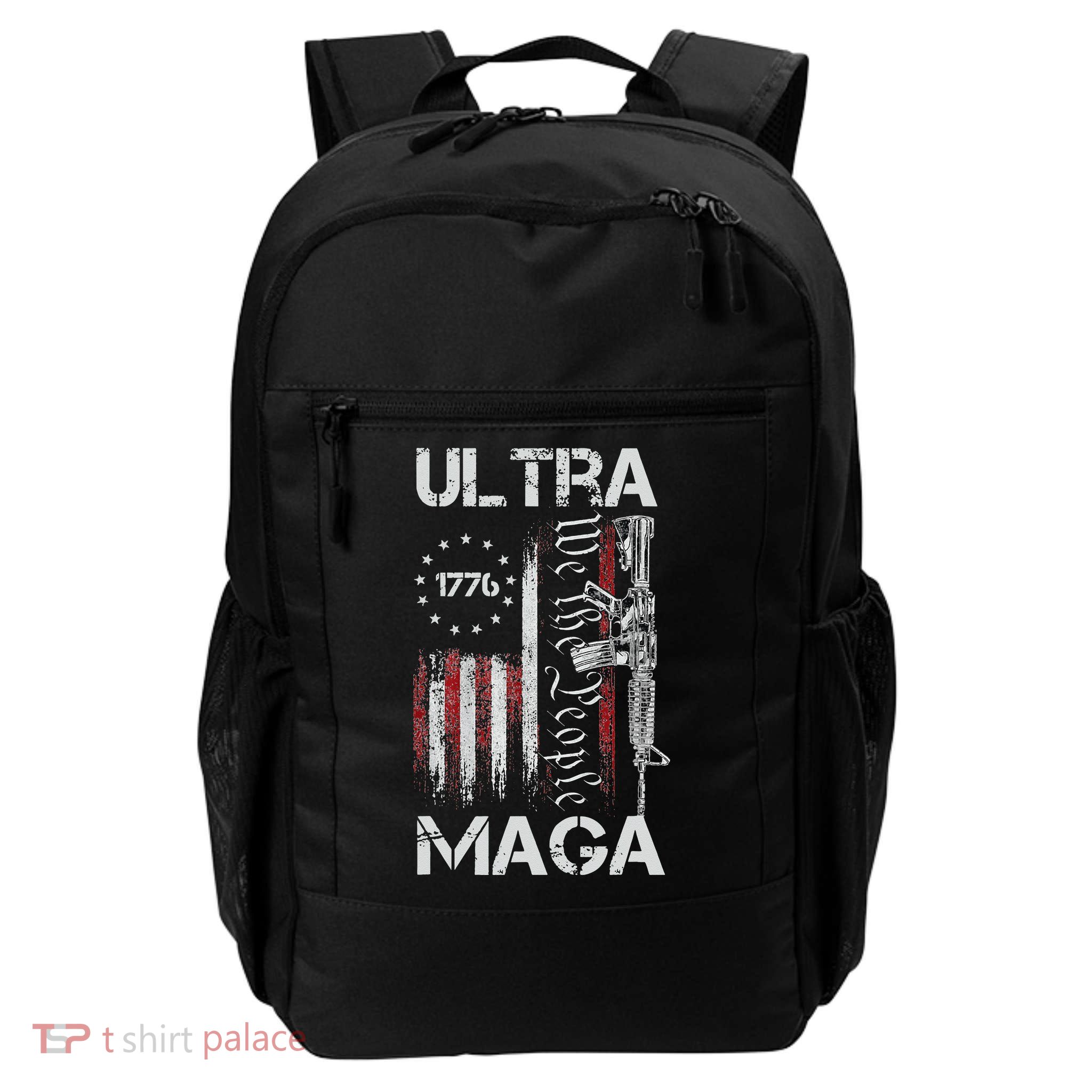 Vintage USA Flag Ultra Maga Gun USA 4th Of July Trump 2024 Backpack
