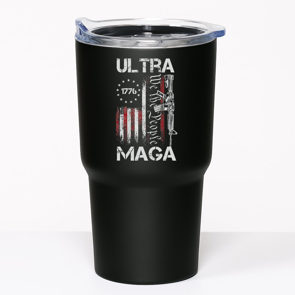 Vintage USA Flag Ultra Maga Gun USA 4th Of July Trump 2024 Tumbler