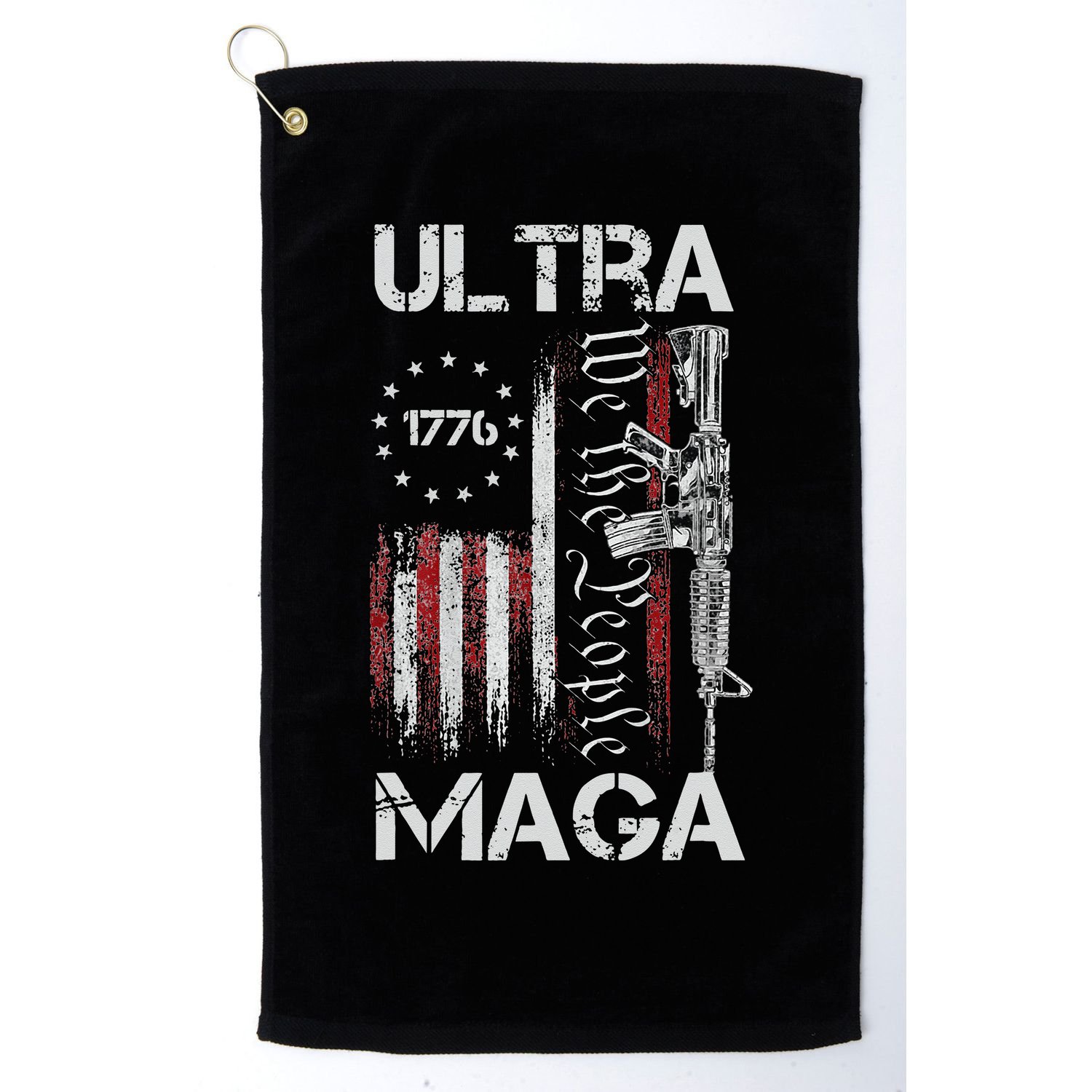 Vintage USA Flag Ultra Maga Gun USA 4th Of July Trump 2024 Golf Towel