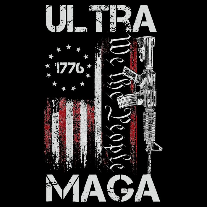 Vintage USA Flag Ultra Maga Gun USA 4th Of July Trump 2024 Womens T-Shirt