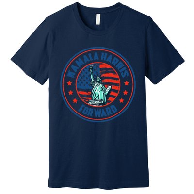 Vintage Us Flag Kamala Harris Forward Election 2024 Premium T-Shirt