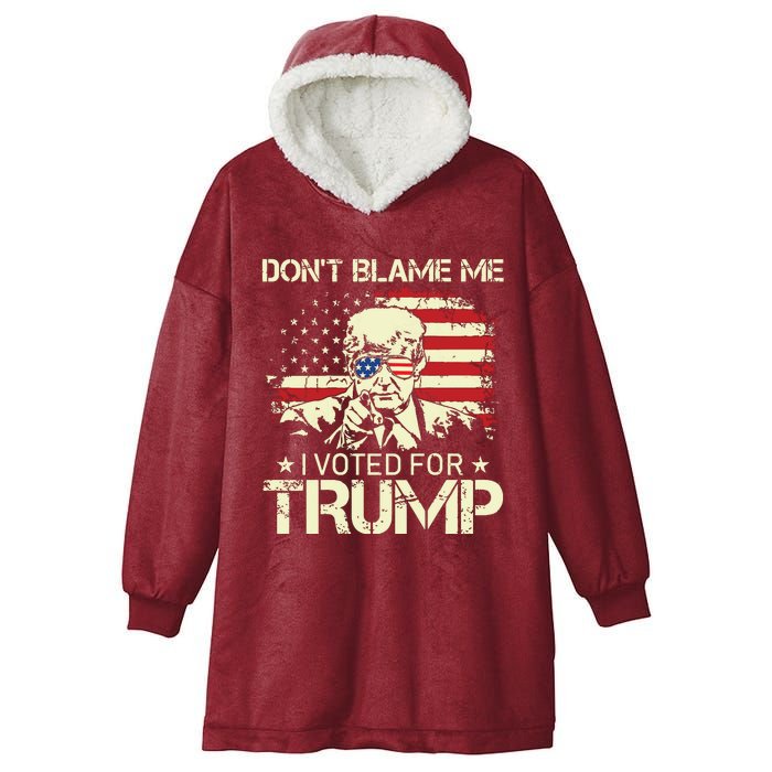 Vintage Usa Flag Dont Blame Me I Voted For Trump On Back Hooded Wearable Blanket