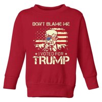 Vintage Usa Flag Dont Blame Me I Voted For Trump On Back Toddler Sweatshirt