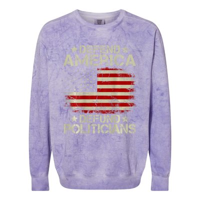 Vintage USA Flag Defend America Defund Politicians Colorblast Crewneck Sweatshirt