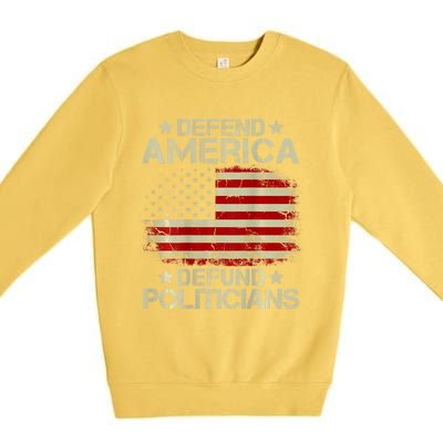 Vintage USA Flag Defend America Defund Politicians Premium Crewneck Sweatshirt