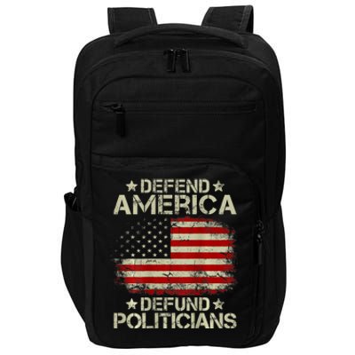 Vintage USA Flag Defend America Defund Politicians Impact Tech Backpack