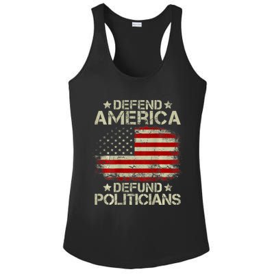 Vintage USA Flag Defend America Defund Politicians Ladies PosiCharge Competitor Racerback Tank