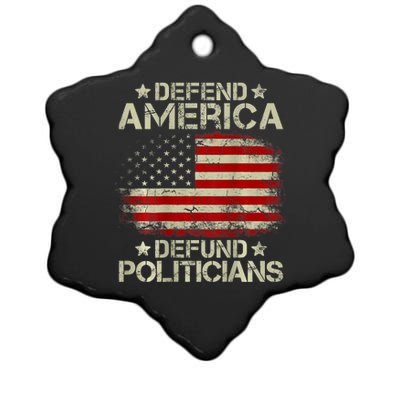 Vintage USA Flag Defend America Defund Politicians Ceramic Star Ornament