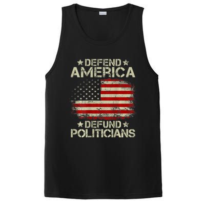 Vintage USA Flag Defend America Defund Politicians PosiCharge Competitor Tank