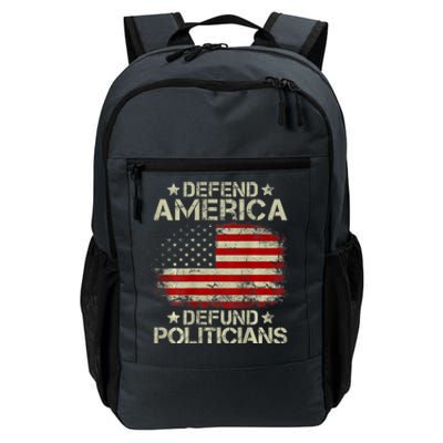 Vintage USA Flag Defend America Defund Politicians Daily Commute Backpack