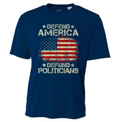 Vintage USA Flag Defend America Defund Politicians Cooling Performance Crew T-Shirt