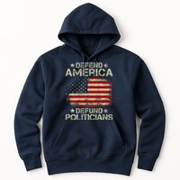 Vintage USA Flag Defend America Defund Politicians Hoodie