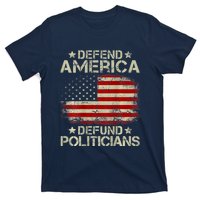 Vintage USA Flag Defend America Defund Politicians T-Shirt