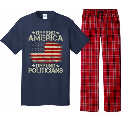 Vintage USA Flag Defend America Defund Politicians Pajama Set