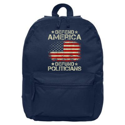 Vintage USA Flag Defend America Defund Politicians 16 in Basic Backpack