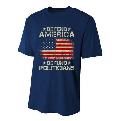 Vintage USA Flag Defend America Defund Politicians Performance Sprint T-Shirt