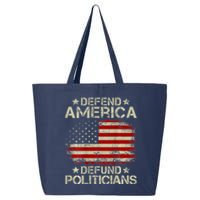 Vintage USA Flag Defend America Defund Politicians 25L Jumbo Tote