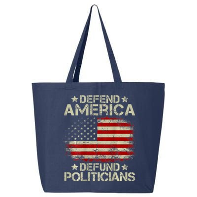 Vintage USA Flag Defend America Defund Politicians 25L Jumbo Tote