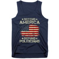 Vintage USA Flag Defend America Defund Politicians Tank Top