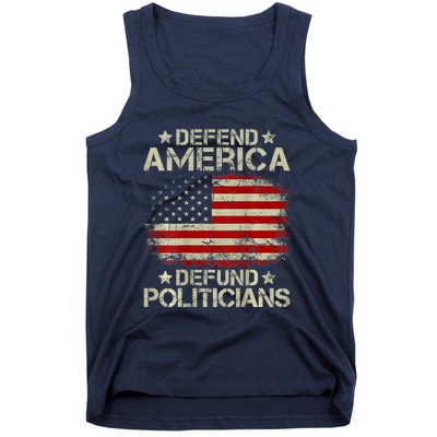 Vintage USA Flag Defend America Defund Politicians Tank Top