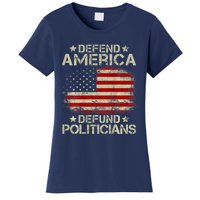 Vintage USA Flag Defend America Defund Politicians Women's T-Shirt