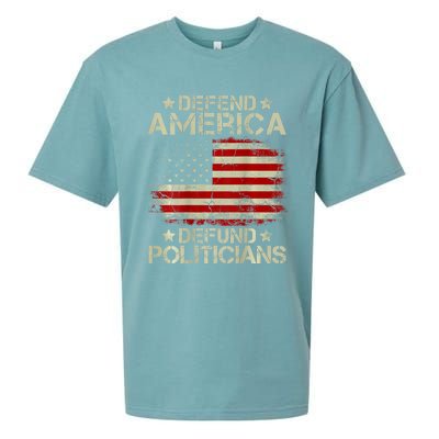 Vintage USA Flag Defend America Defund Politicians Sueded Cloud Jersey T-Shirt