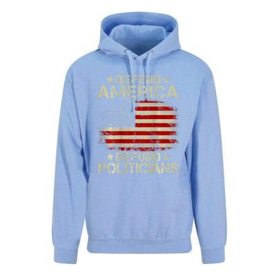 Vintage USA Flag Defend America Defund Politicians Unisex Surf Hoodie