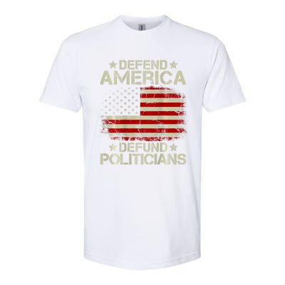 Vintage USA Flag Defend America Defund Politicians Softstyle CVC T-Shirt