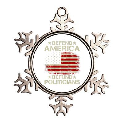 Vintage USA Flag Defend America Defund Politicians Metallic Star Ornament