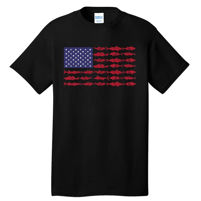 Vintage USA Fish American Flag Fishing Gifts ABS001 Tall T-Shirt