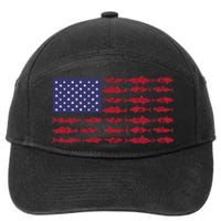 Vintage USA Fish American Flag Fishing Gifts ABS001 7-Panel Snapback Hat