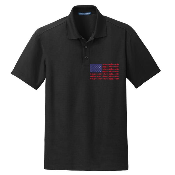 Vintage USA Fish American Flag Fishing Gifts ABS001 Dry Zone Grid Polo