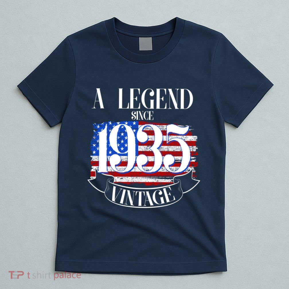 Vintage Usa Flag A Legend Since 1935 90th Birthday T-Shirt