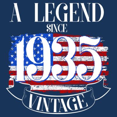 Vintage Usa Flag A Legend Since 1935 90th Birthday T-Shirt