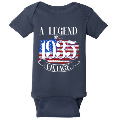 Vintage Usa Flag A Legend Since 1935 90th Birthday Baby Bodysuit