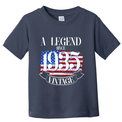 Vintage Usa Flag A Legend Since 1935 90th Birthday Toddler T-Shirt