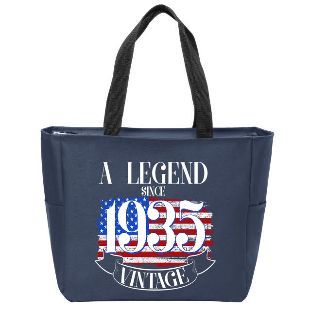 Vintage Usa Flag A Legend Since 1935 90th Birthday Zip Tote Bag