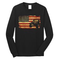 Vintage US Flag Off Road Vehicle 4x4 Off Road Long Sleeve Shirt