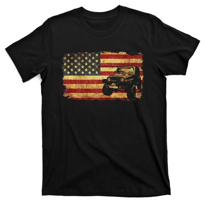 Vintage US Flag Off Road Vehicle 4x4 Off Road T-Shirt