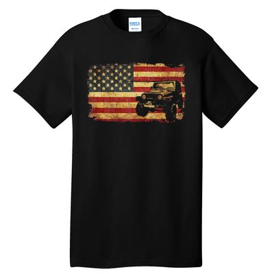 Vintage US Flag Off Road Vehicle 4x4 Off Road Tall T-Shirt