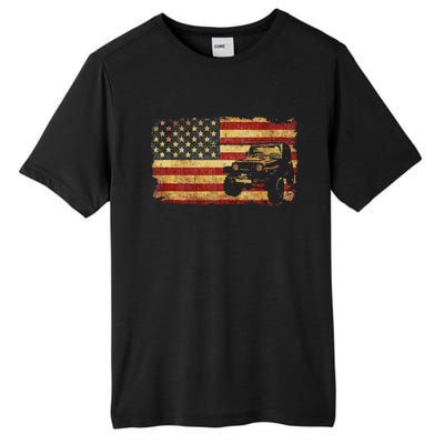 Vintage US Flag Off Road Vehicle 4x4 Off Road Tall Fusion ChromaSoft Performance T-Shirt